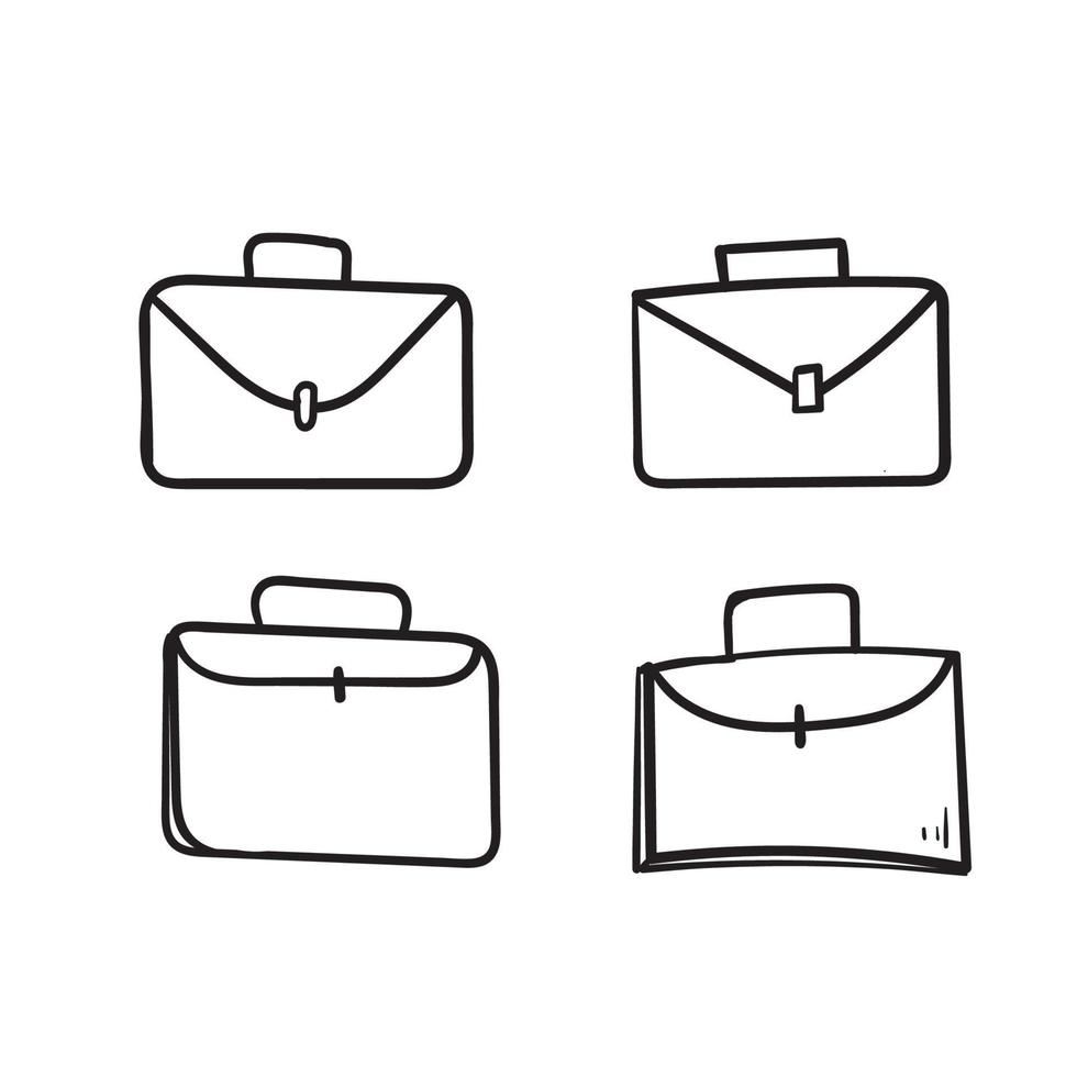 hand drawn doodle briefcase icon illustration vector isolated