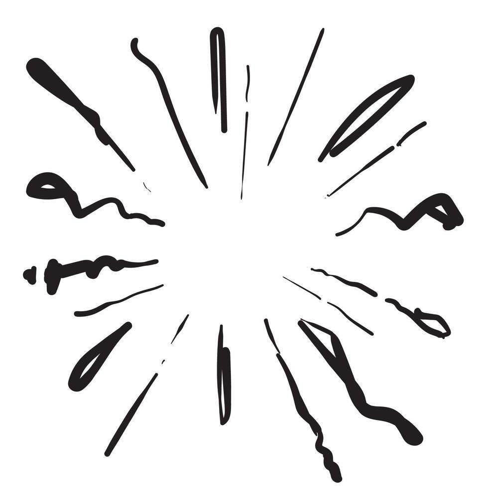 doodle burst with black stroke handdrawn circle radial style vector