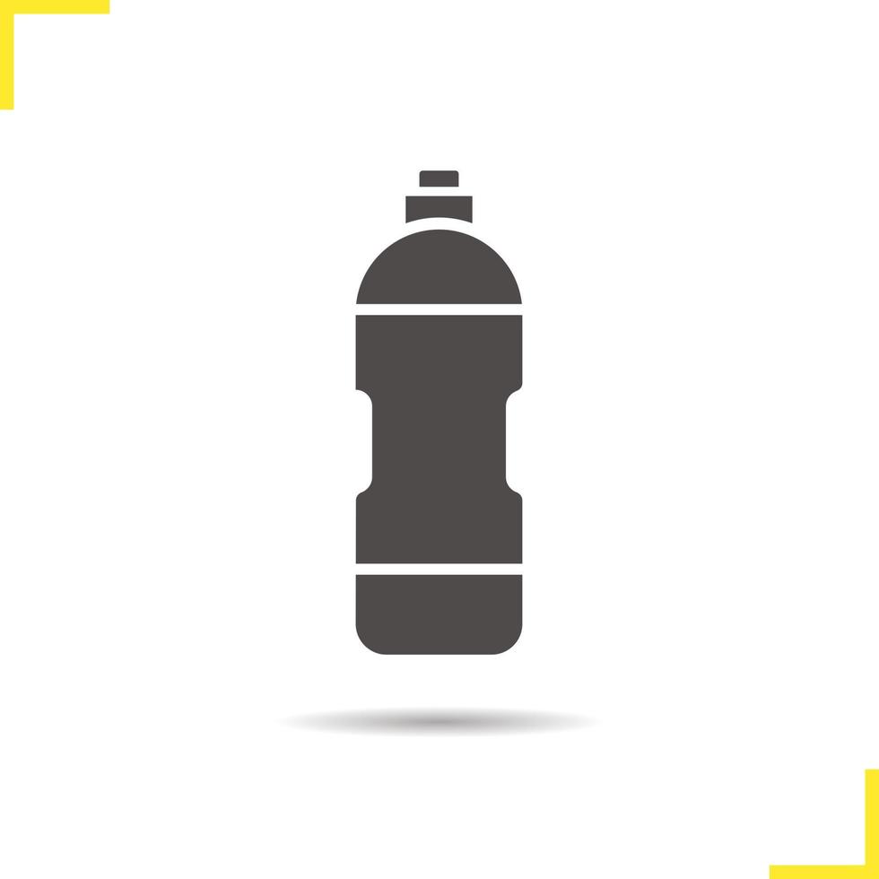 Water bottle icon. Drop shadow sport bottle silhouette symbol. Sportsman personal bottle. Water bottle logo concept. Vector sport bottle isolated illustration