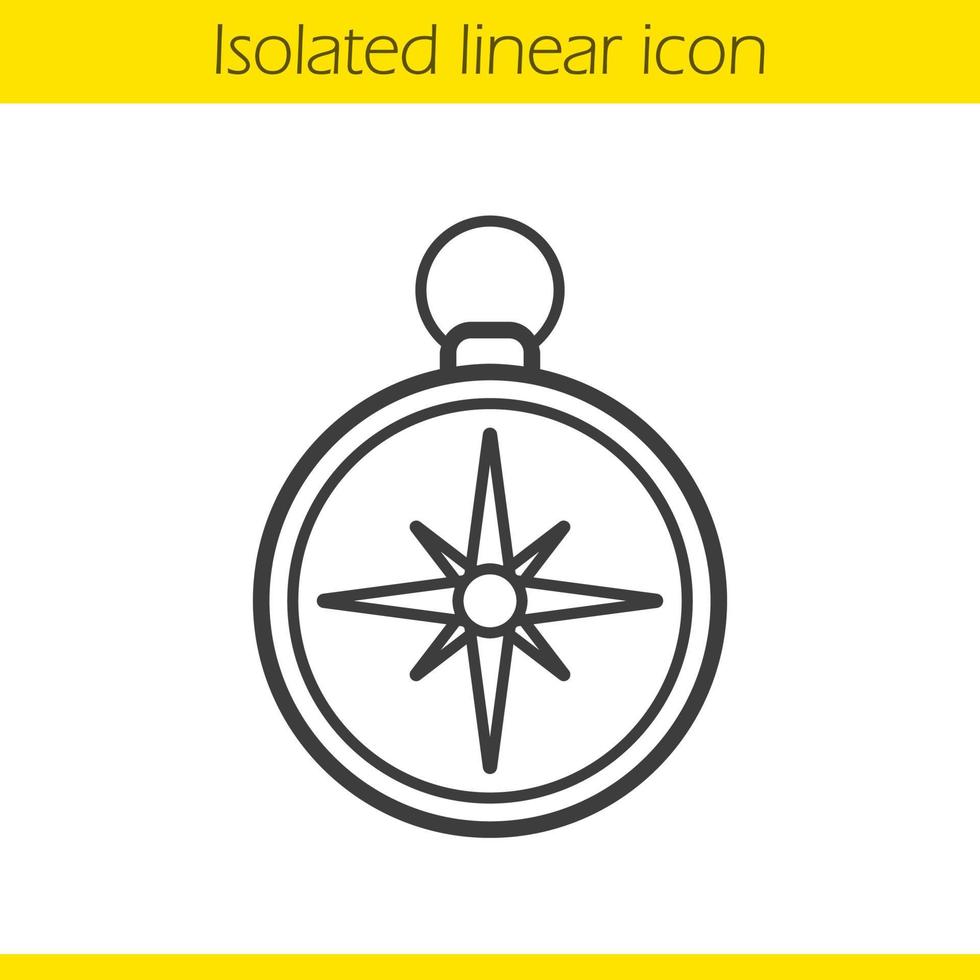 Compass linear icon. Pocket compass thin line illustration. Navigation and orientation instrument. Contour symbol. Compass logo concept. Vector isolated outline drawing