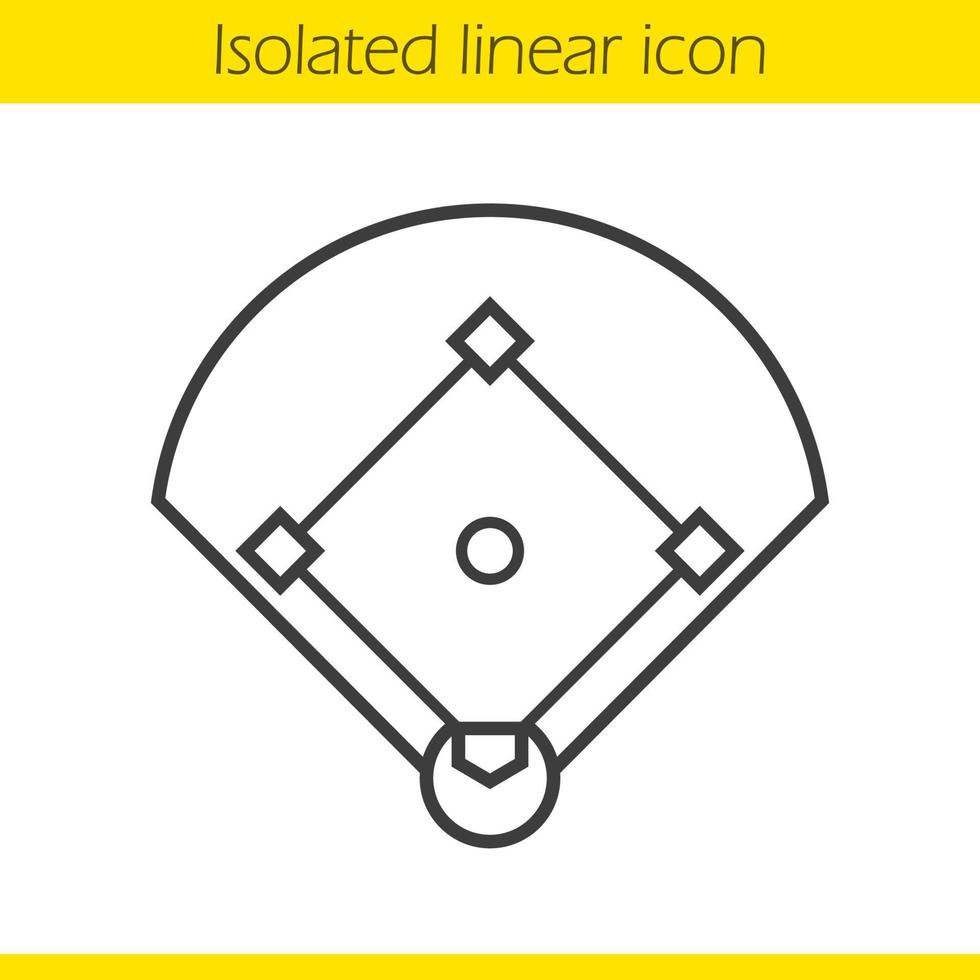 icono lineal de campo de béisbol. Ilustración de línea fina de campo de juego deportivo. símbolo de contorno de béisbol. dibujo de contorno aislado vectorial vector