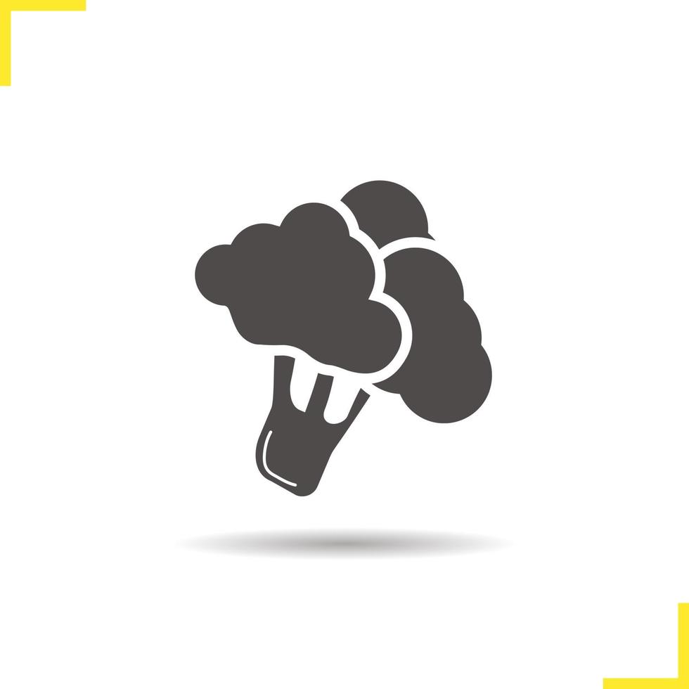 Broccoli icon. Drop shadow silhouette symbol. Brocolli. Vector isolated illustration