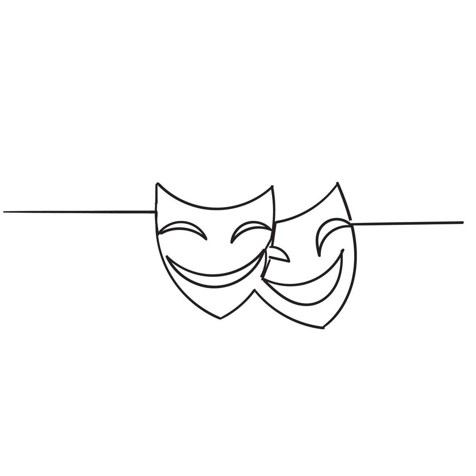 hand drawn doodle theater mask icon illustration vector isolated