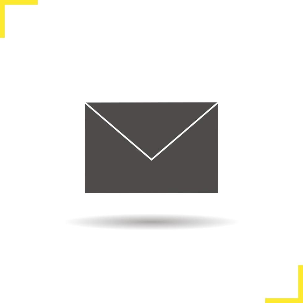 Email icon. Drop shadow letter silhouette symbol. Sms symbol. Vector isolated illustration