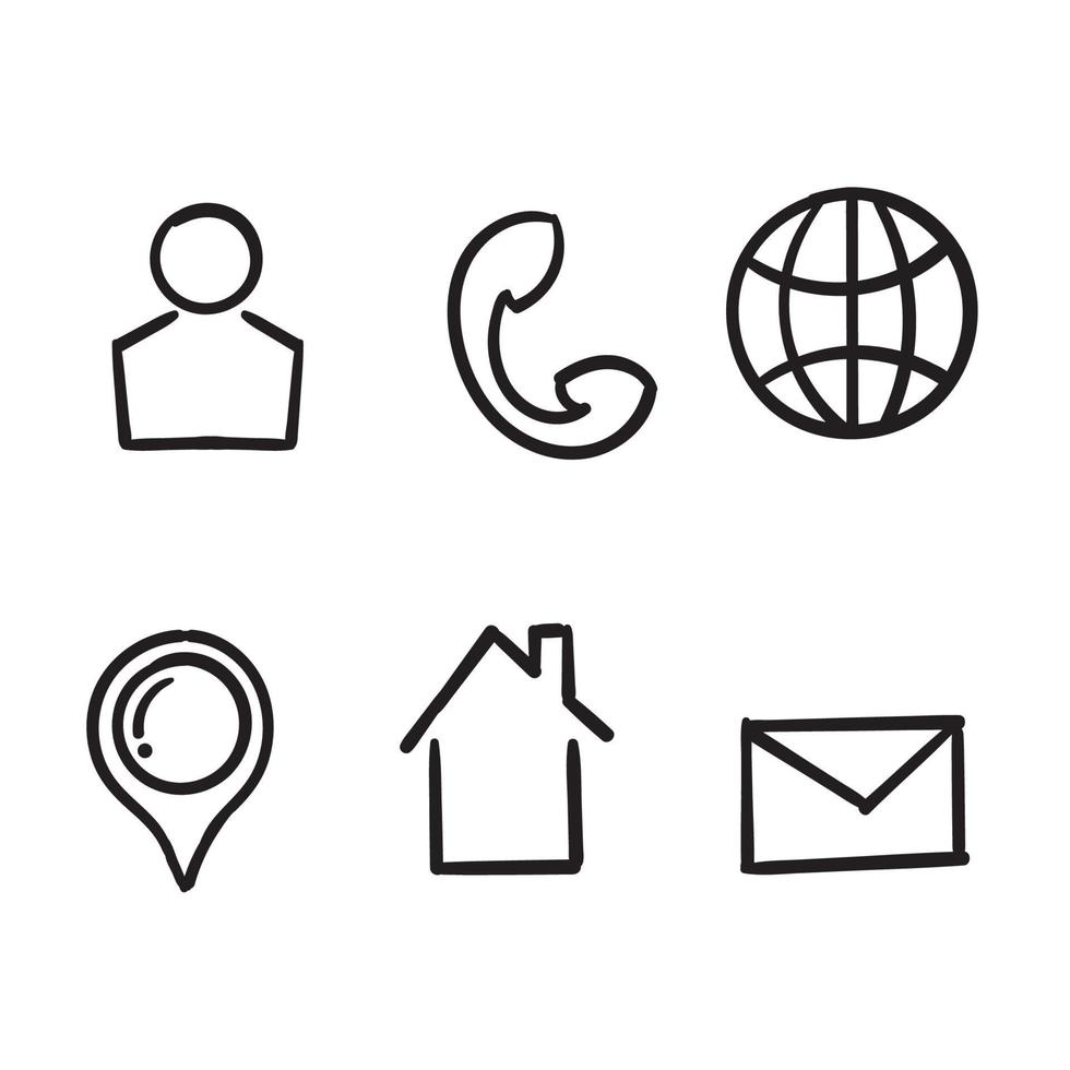icono de tarjeta de visita dibujado a mano en vector de estilo doodle