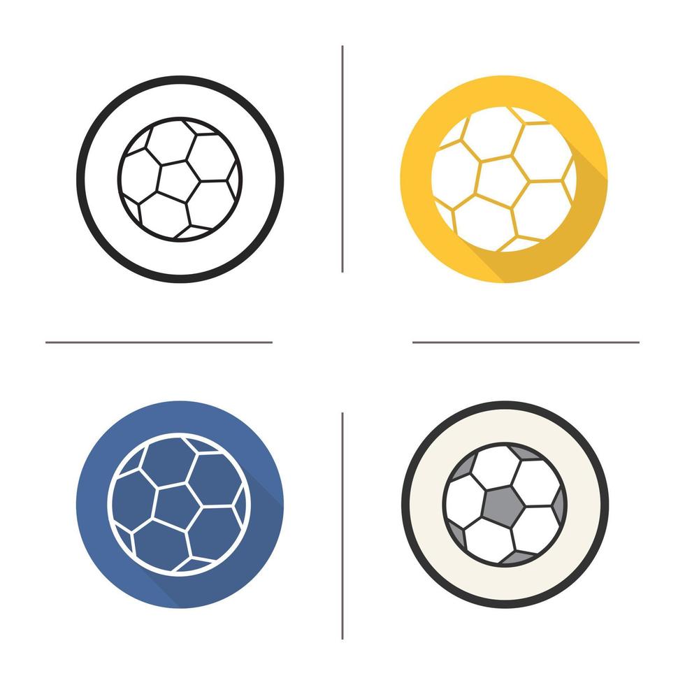 Soccer ball icon. Flat design, linear and color styles. Football ball isolated vector illustrations