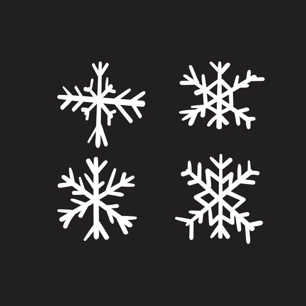 dibujado a mano doodle copos de nieve icono ilustración vector aislado