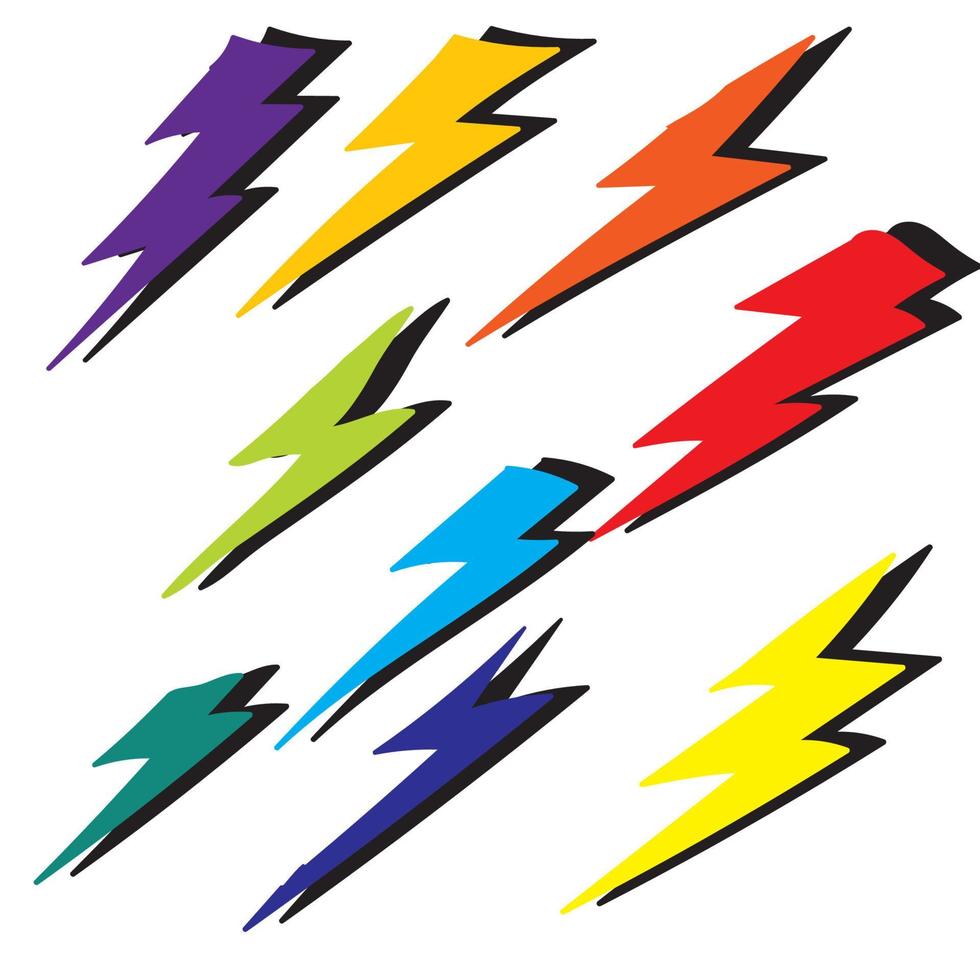 doodle thunder collection illustration handdrawn colorful style vector