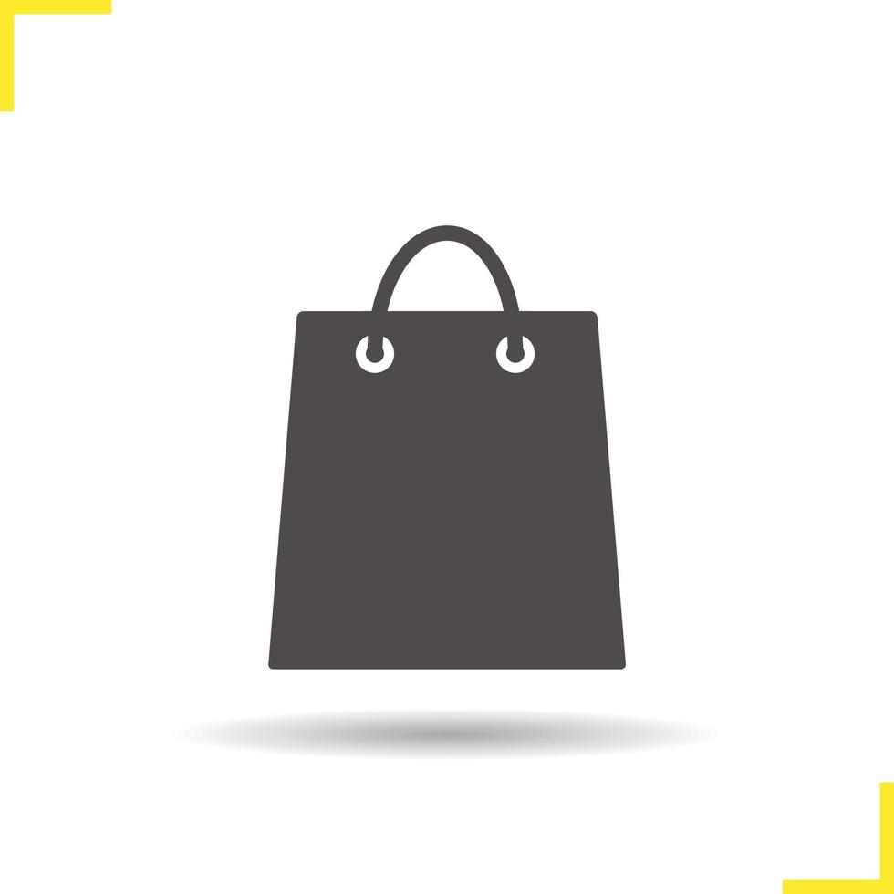 icono de la bolsa de la tienda. símbolo de silueta de sombra. paquete de compras. vector ilustración aislada