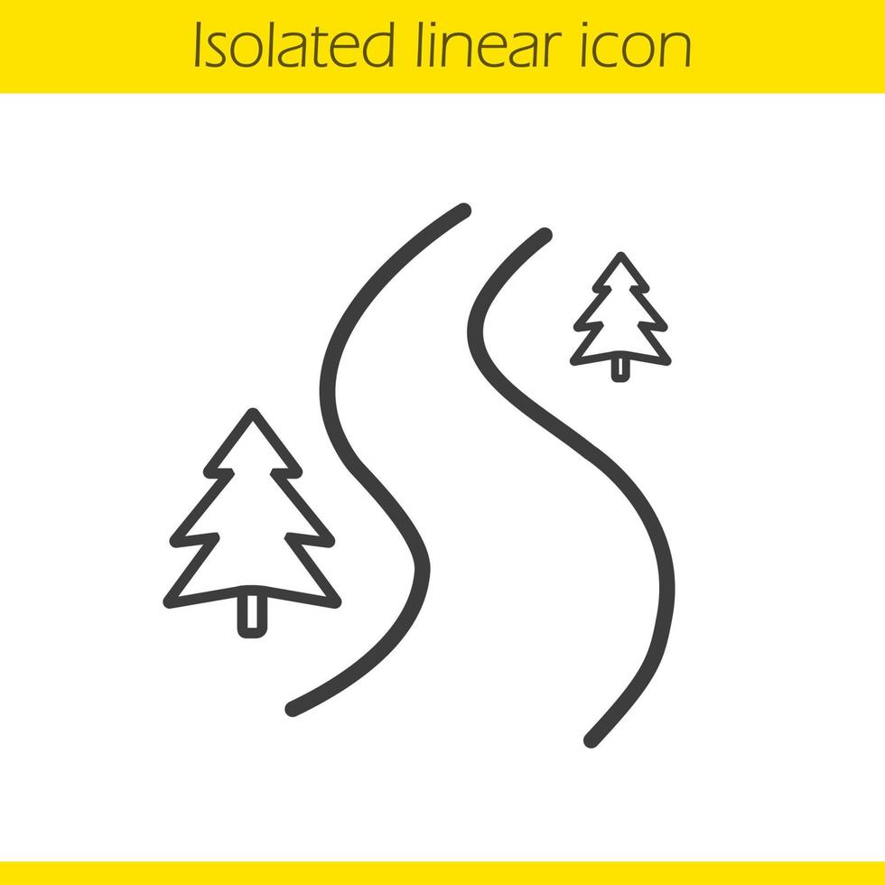 icono lineal de camino forestal. Ilustración de línea fina. sinuoso símbolo de contorno de la carretera nacional. dibujo de contorno aislado vectorial vector