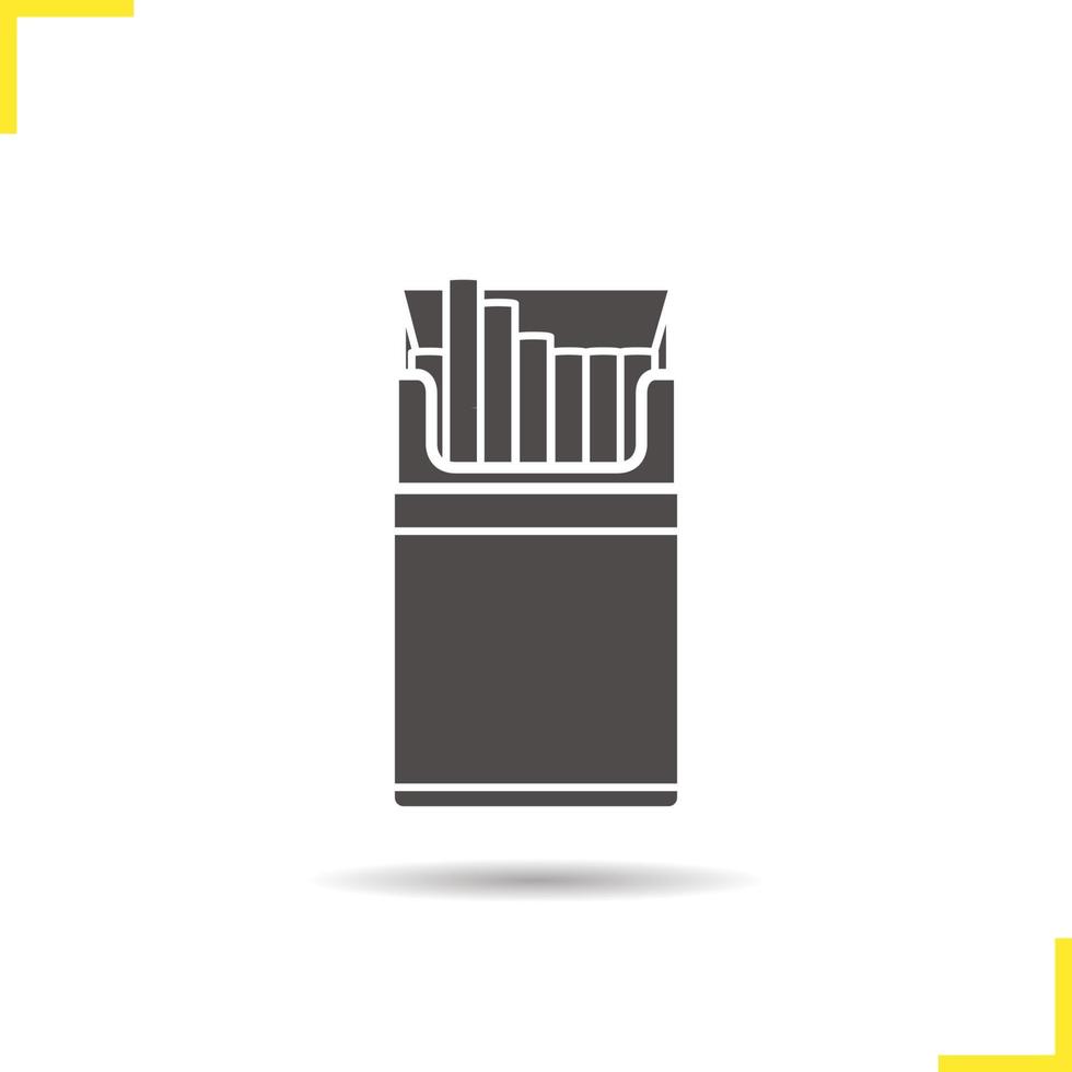 Opened cigarette pack icon. Drop shadow silhouette symbol. Cigar box vector isolated illustration