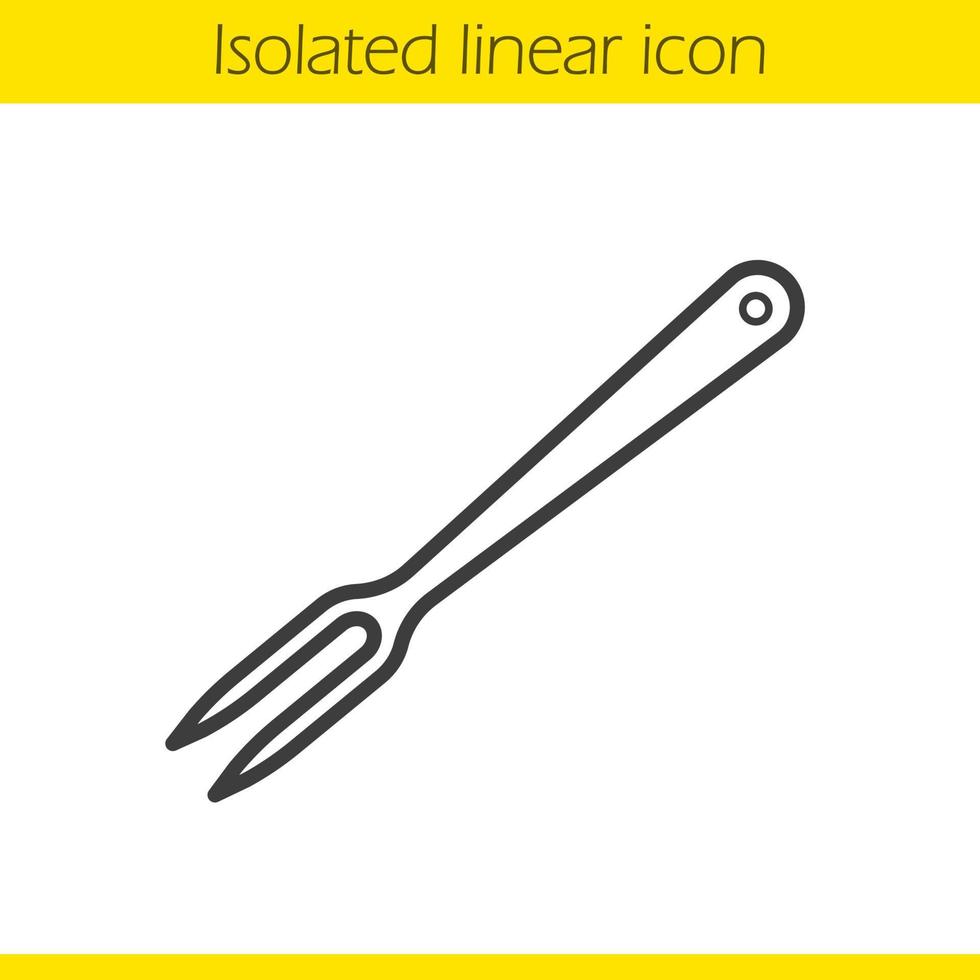 Carving fork linear icon. Cooking instrument thin line illustration. Kitchen item contour symbol. Vector isolated outline drawing