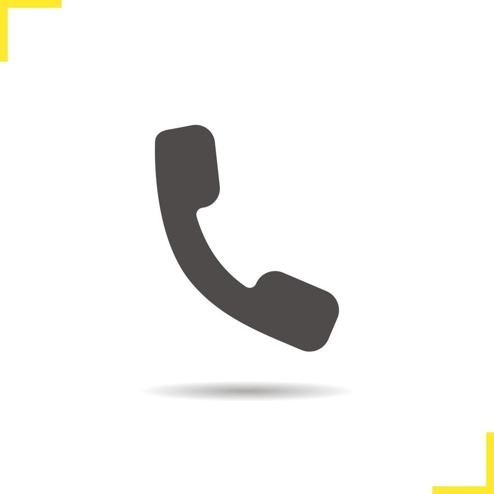 Phone icon. Drop shadow telephone silhouette symbol. Phone receiver. Vector isolated illustration