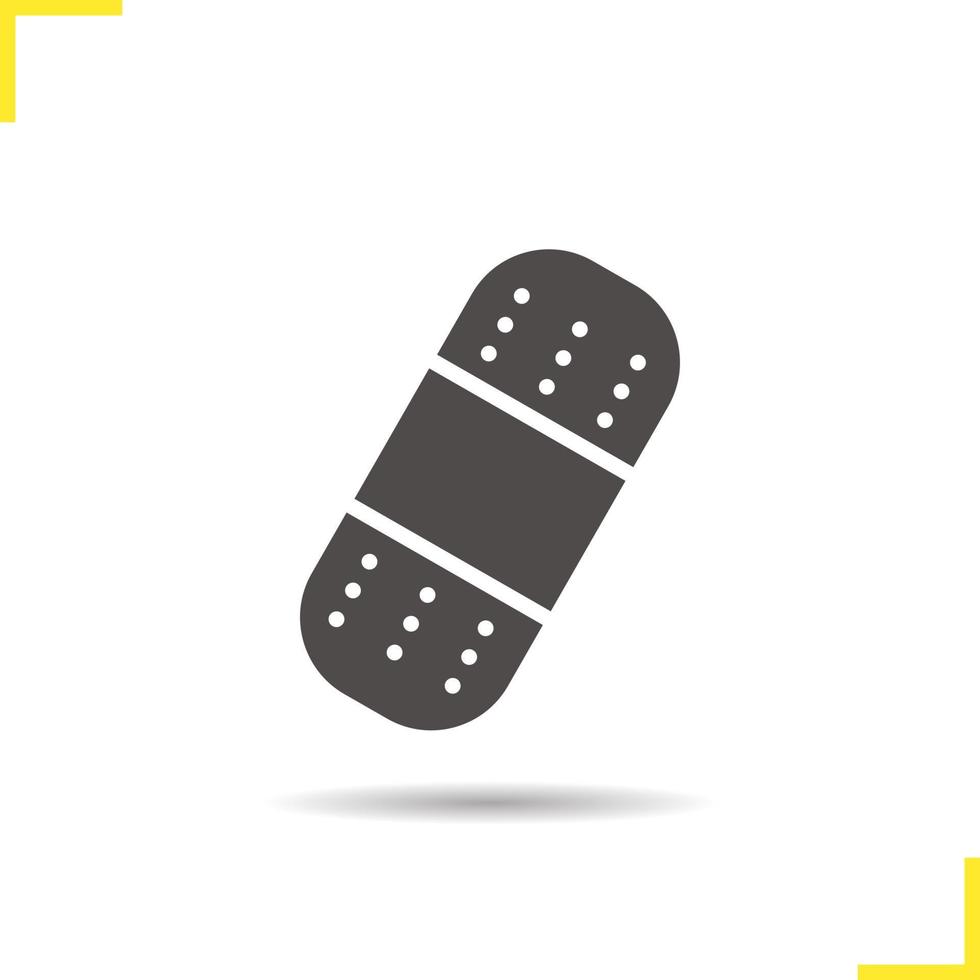 Bandaid icon. Drop shadow adhesive bandage silhouette symbol. Plaster vector isolated illustration