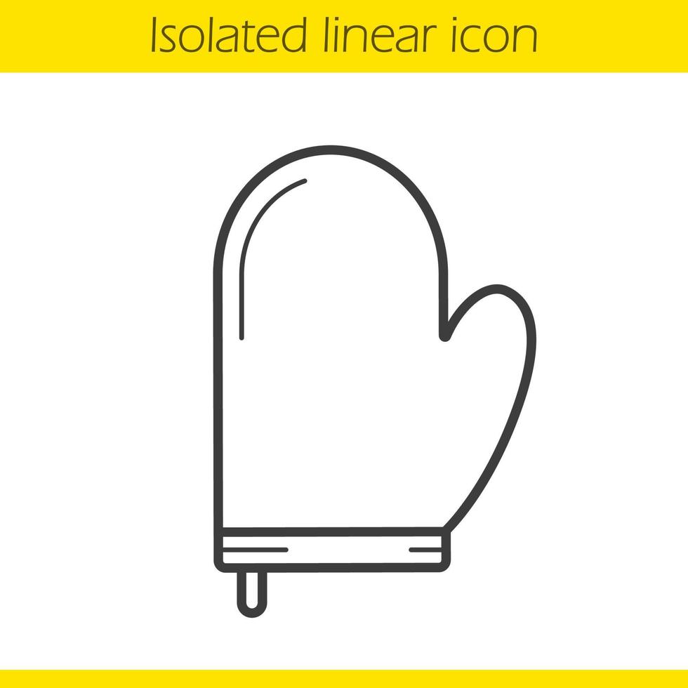 Oven mitt linear icon. Pot holder thin line illustration. Oven glove contour symbol. Vector isolated outline drawing