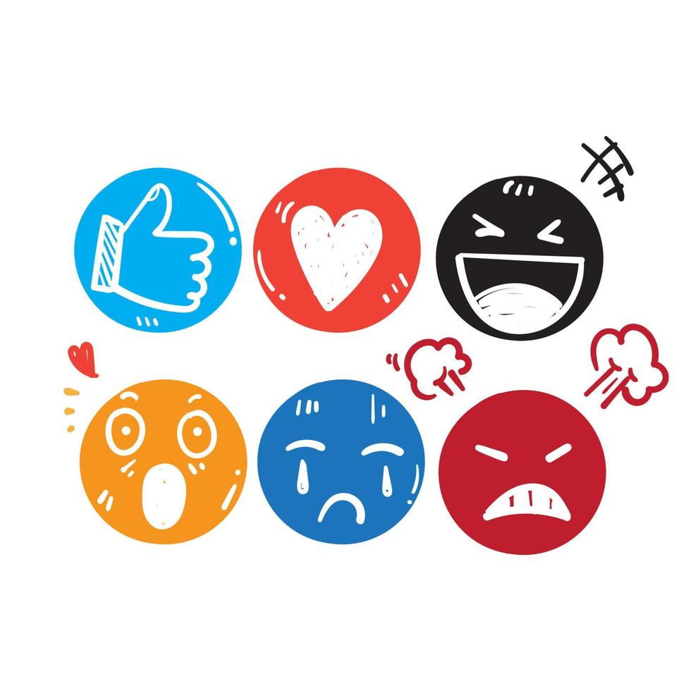 hand drawn emoji character emoticons comment for social media in doodle style vector isolated