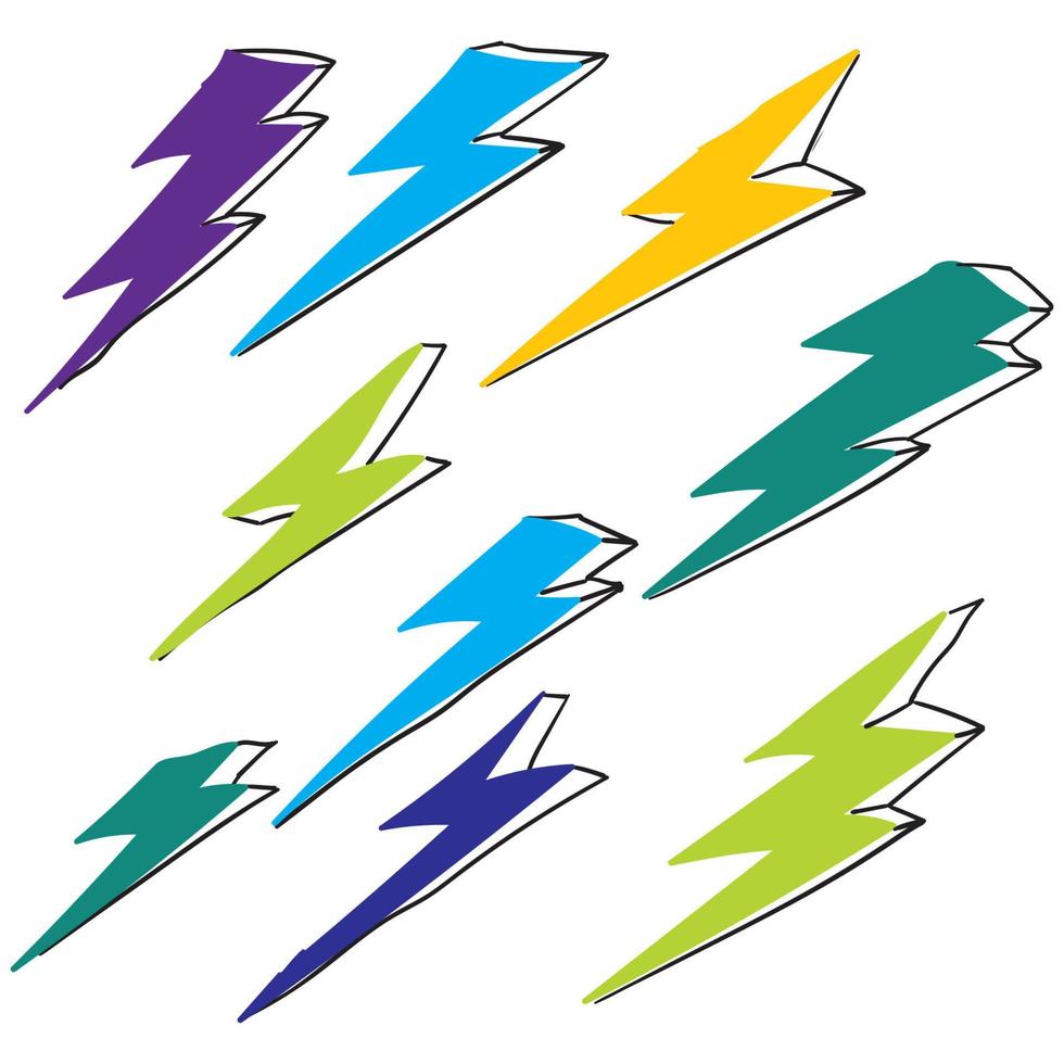 doodle thunder collection illustration handdrawn colorful style vector