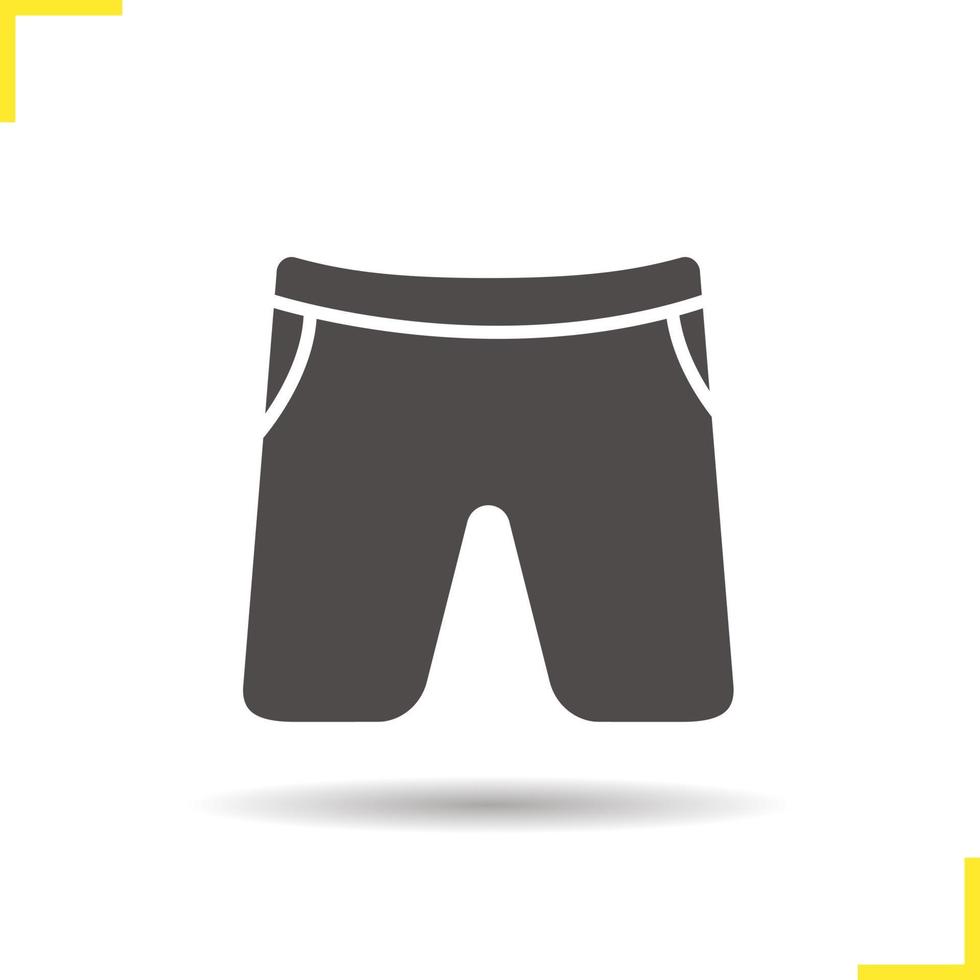 icono de pantalones cortos. símbolo de silueta de sombra. pantalones cortos deportivos. vector ilustración aislada