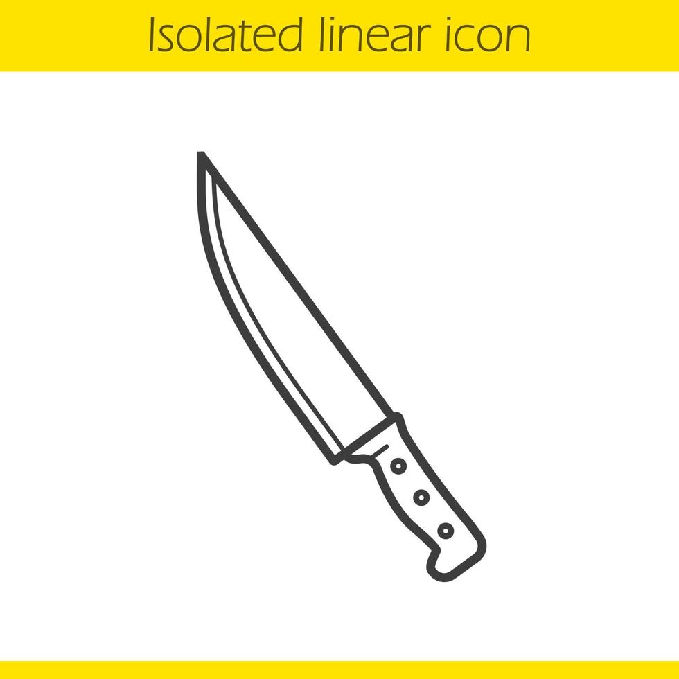 Chef's knife linear icon. Cooking instrument thin line illustration. Cutlery contour symbol. Vector isolated outline drawing