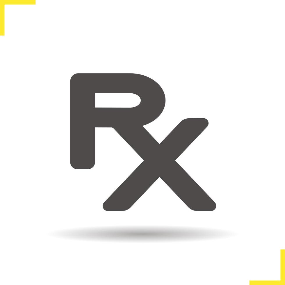 Prescription symbol. Drop shadow rx silhouette icon. Vector isolated illustration