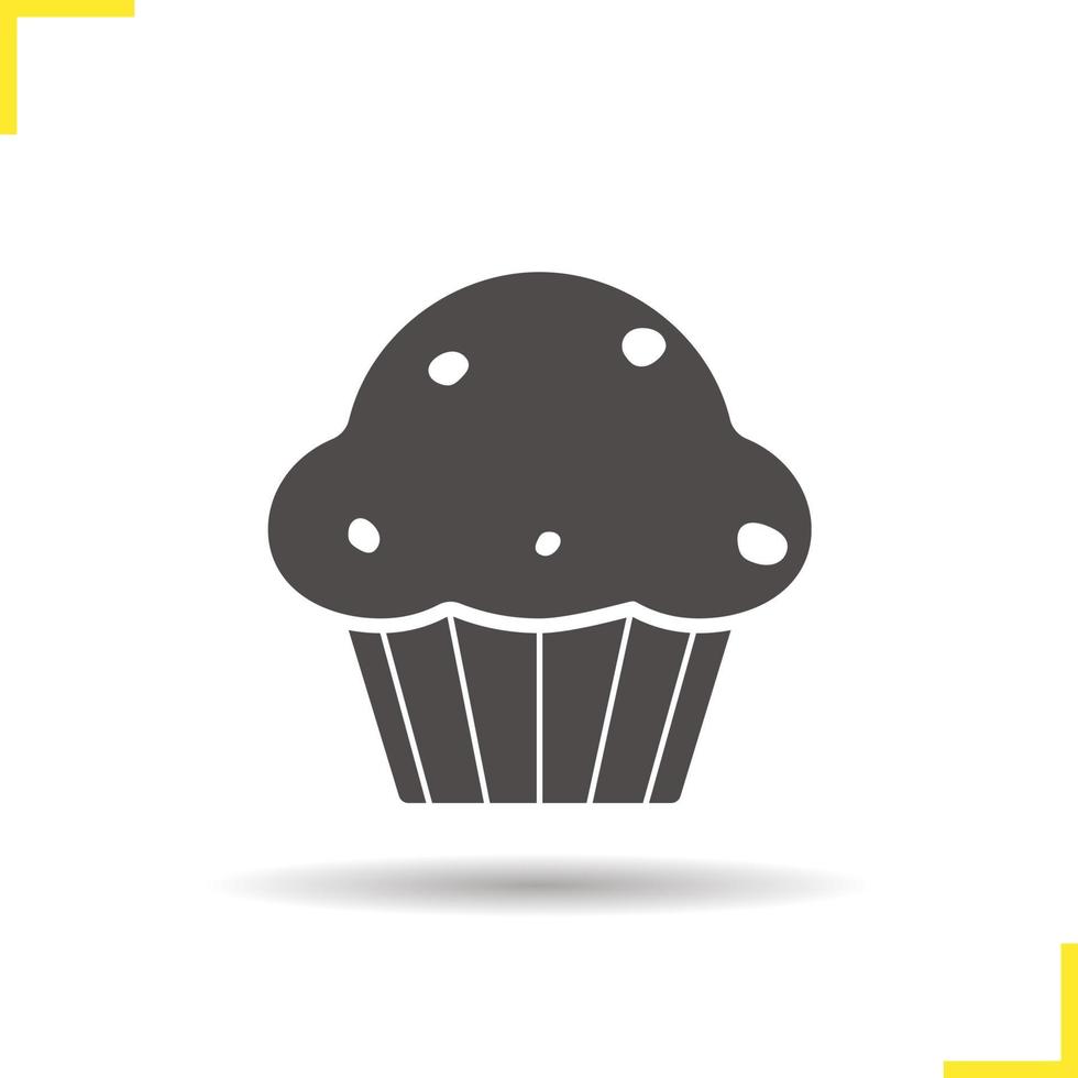 Cupcake icon. Drop shadow muffin silhouette symbol. Cake. Vector isolated illustration