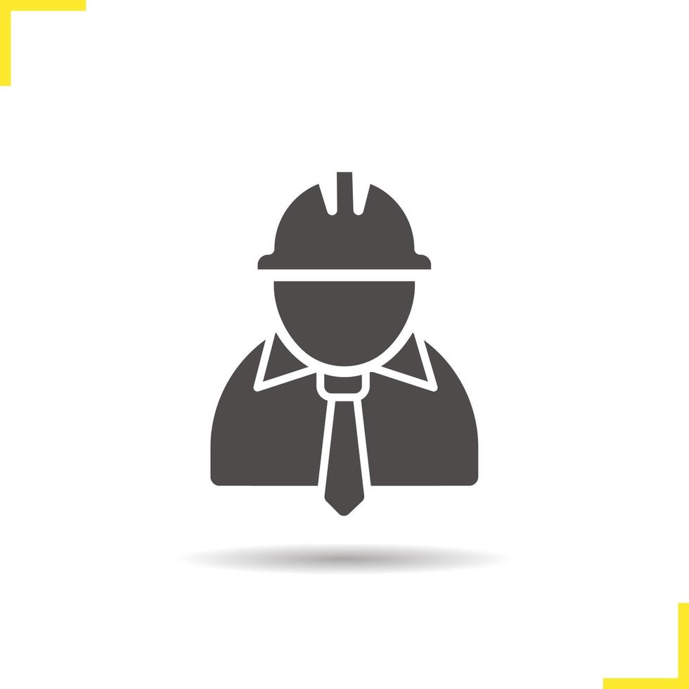 Engineer icon. Drop shadow architect silhouette symbol. Industrial worker. Factory chief vector isolated illustration