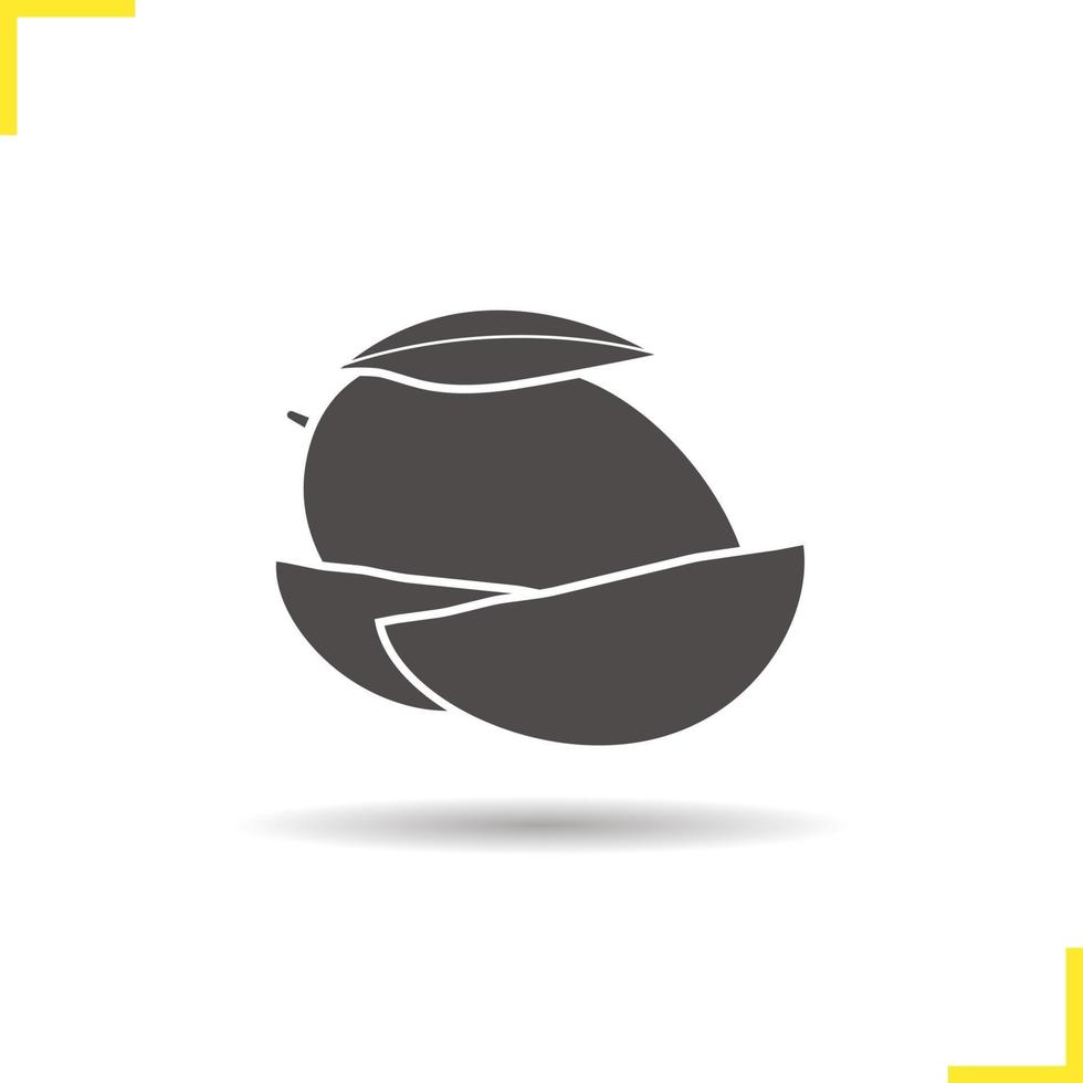 Mango icon. Drop shadow silhouette symbol. Mango slices vector isolated illustration