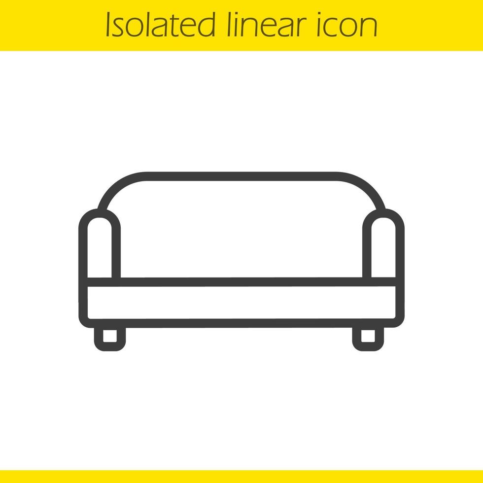 Couch linear icon. Modern comfortable furniture. House interior item thin line illustration. Sofa contour symbol. Vector isolated outline drawing