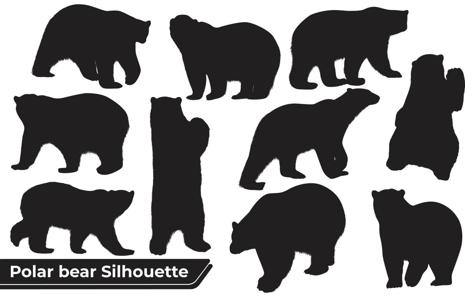 Collection of Polar bear silhouettes in different positions vector