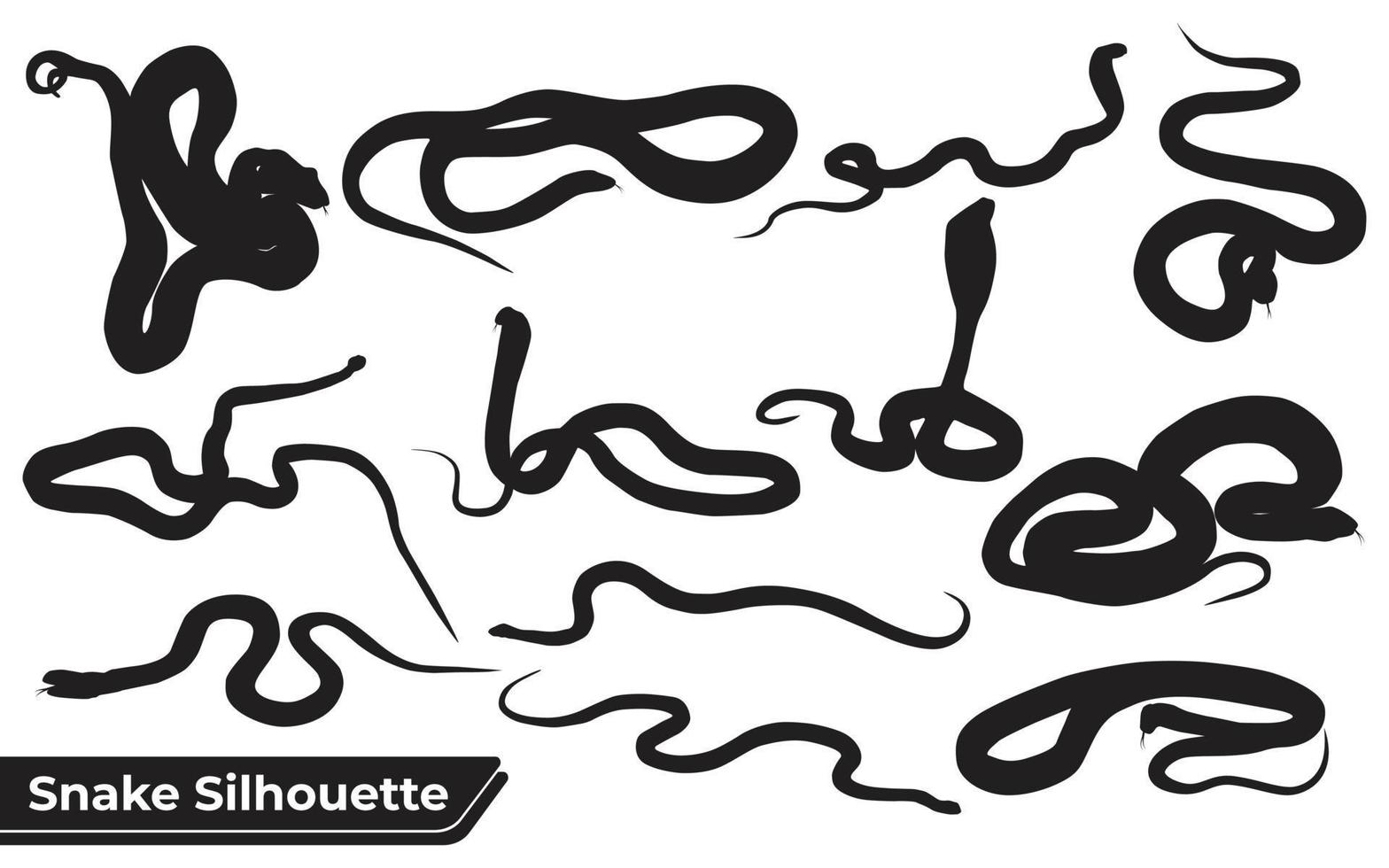 Collection of Animal Snake silhouettes in different poses vector