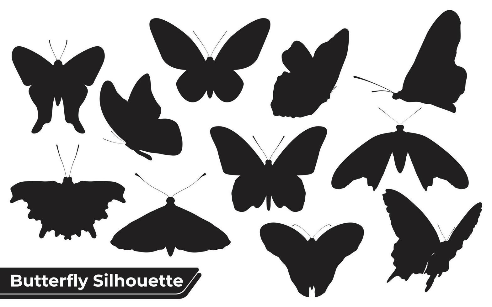 colección de siluetas de mariposas en diferentes poses vector