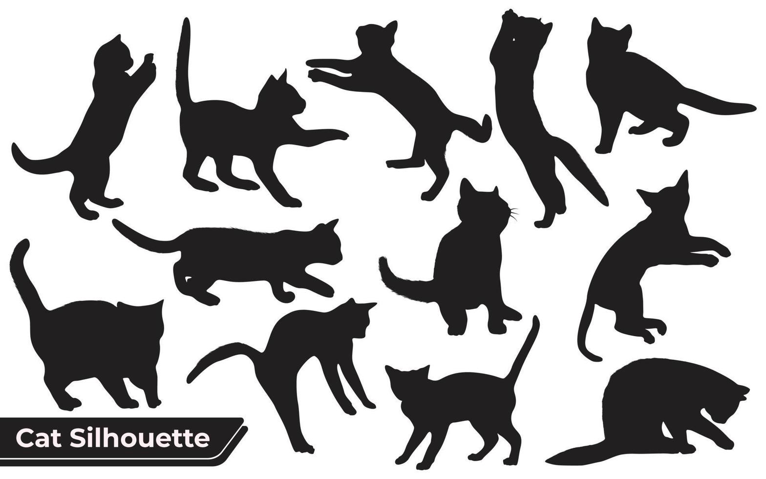 Collection of cats Silhouette in different positions vector