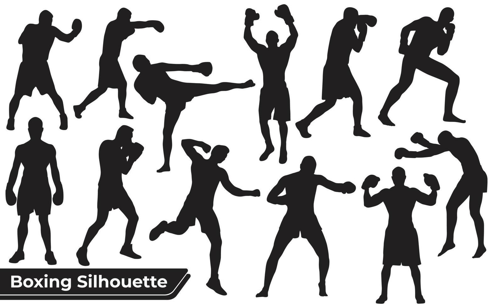 Collection of Boxing and Bodybuilder Silhouette vector
