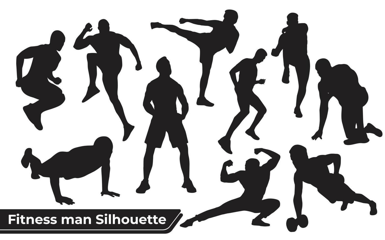 Collection of Fitness Man And Woman silhouettes in different positions vector