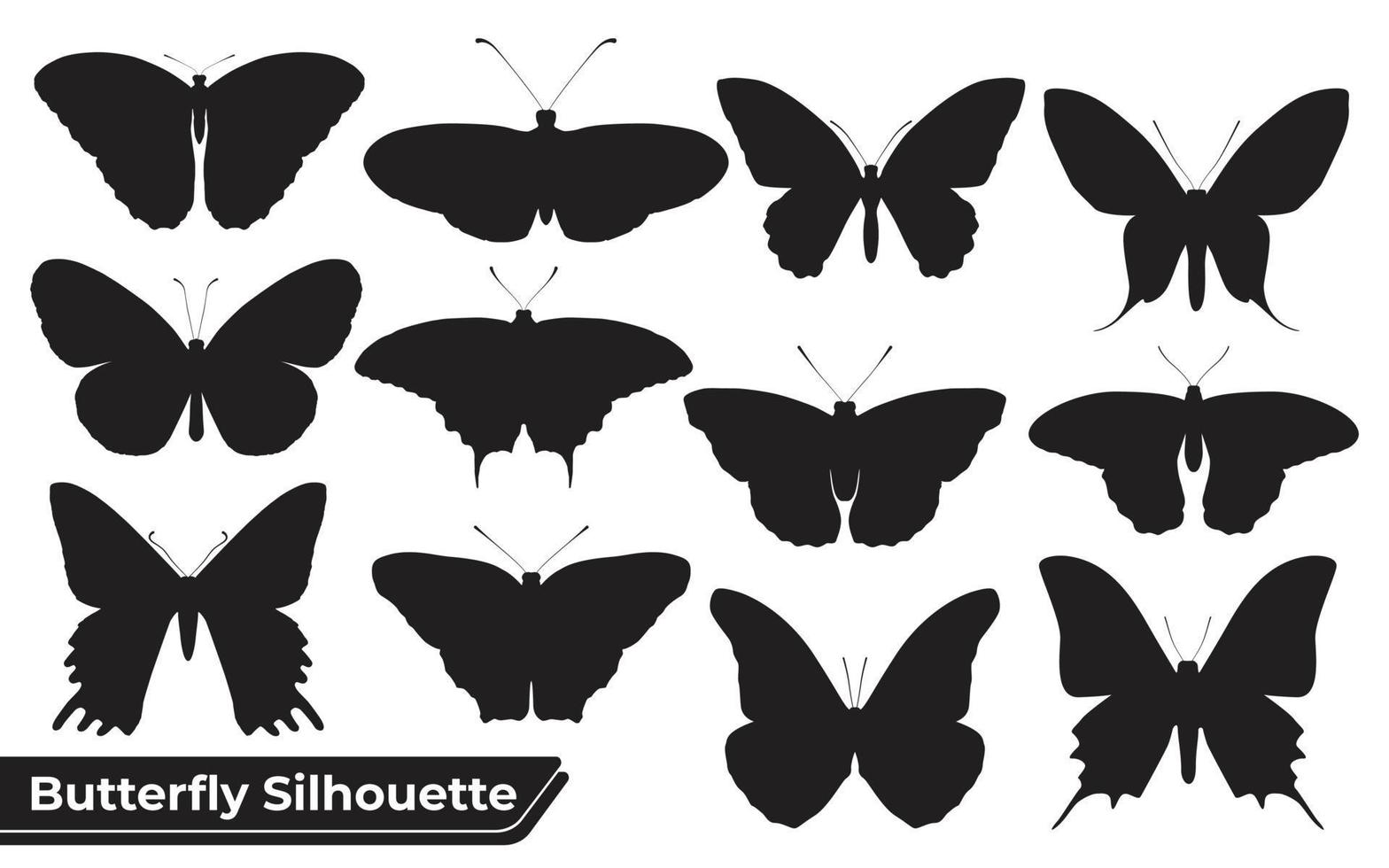 Collection of Butterfly Silhouettes in different poses vector