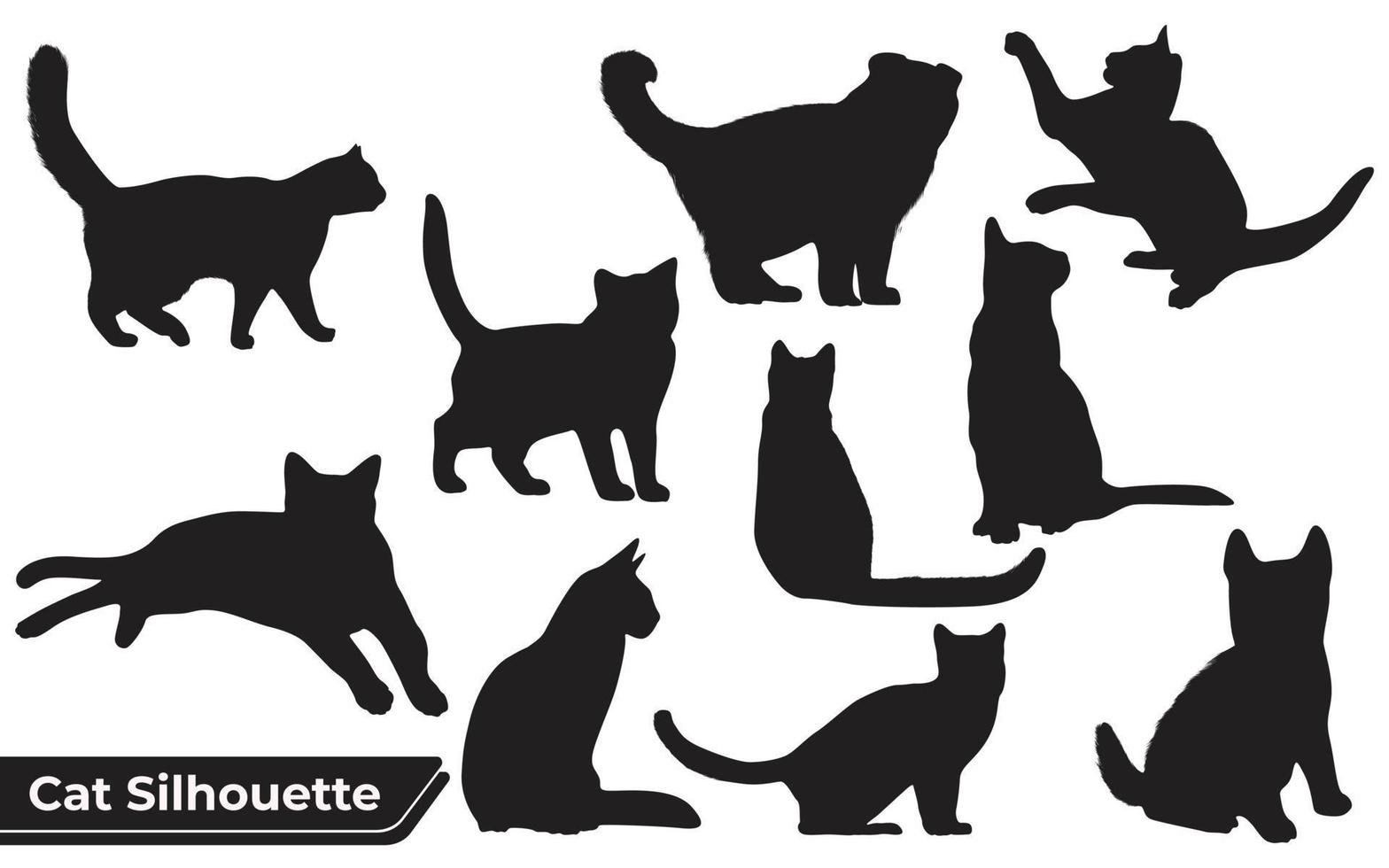 Colección de silueta de gatos en diferentes posiciones. vector