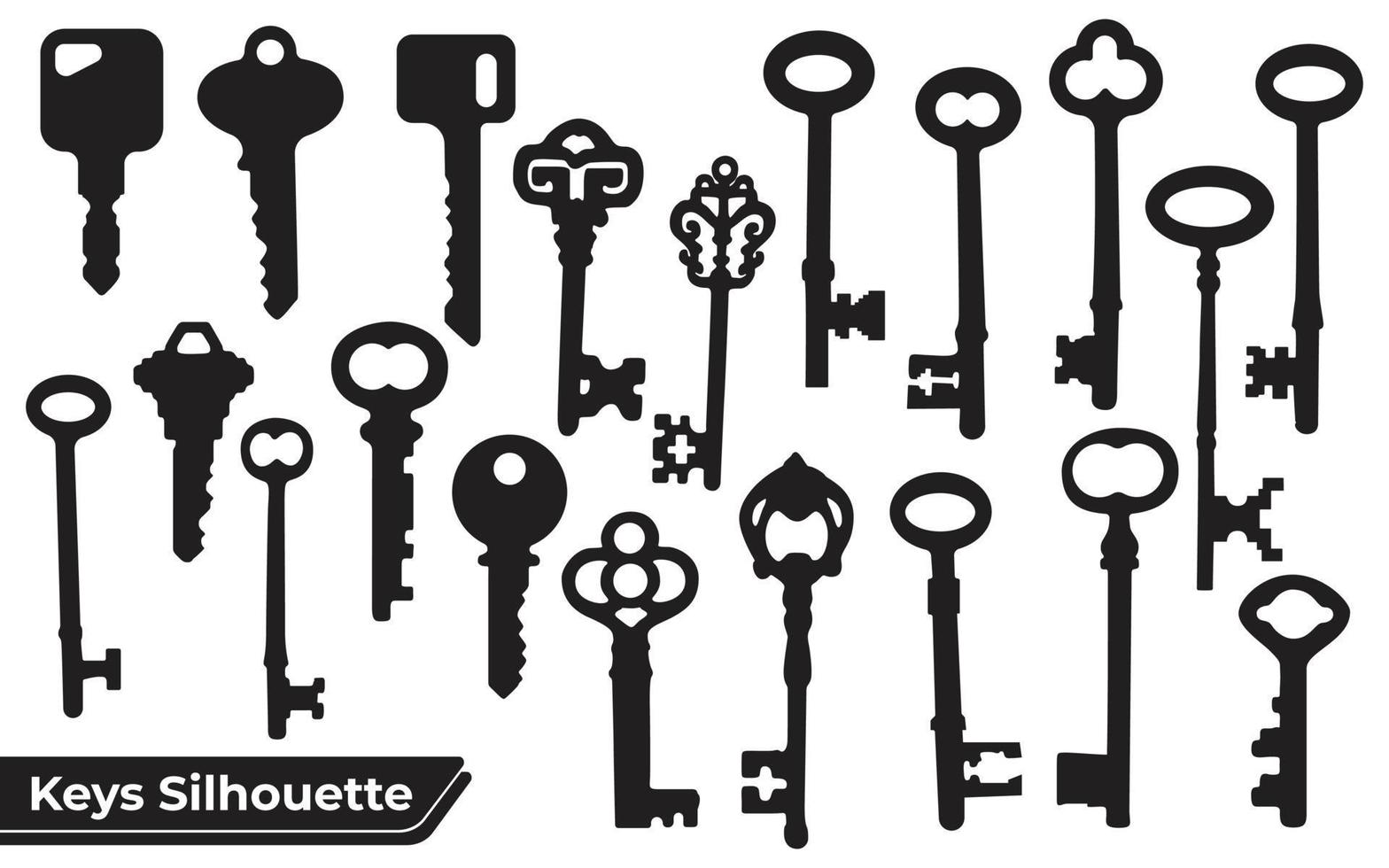 Vintage key vector set in engraving style. antique collection