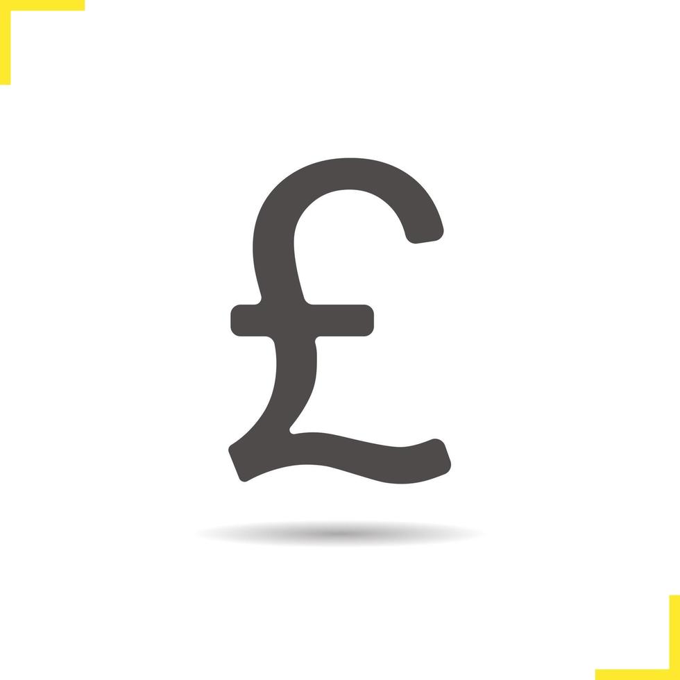 Pound icon. Drop shadow gbp silhouette symbol. Great Britain national currency sign. Vector isolated illustration