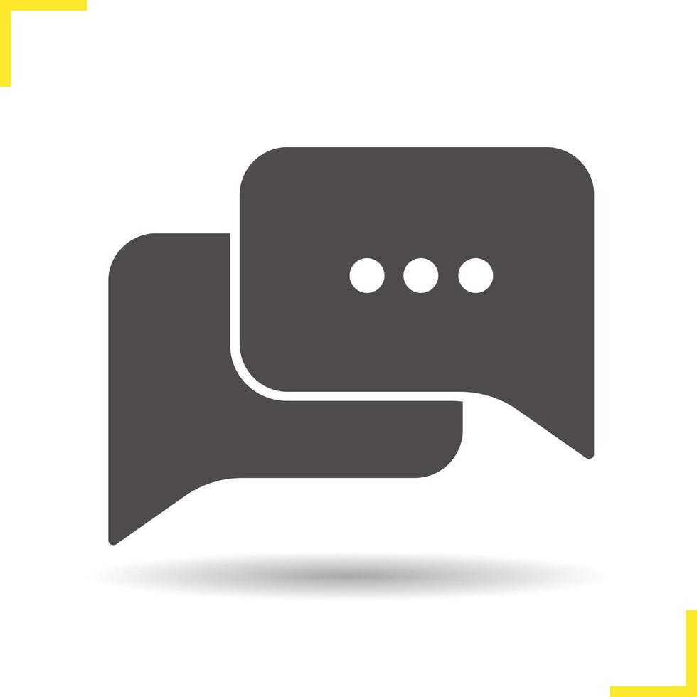 Chat bubbles icon. Drop shadow discussion silhouette symbol. Chat box vector isolated illustration