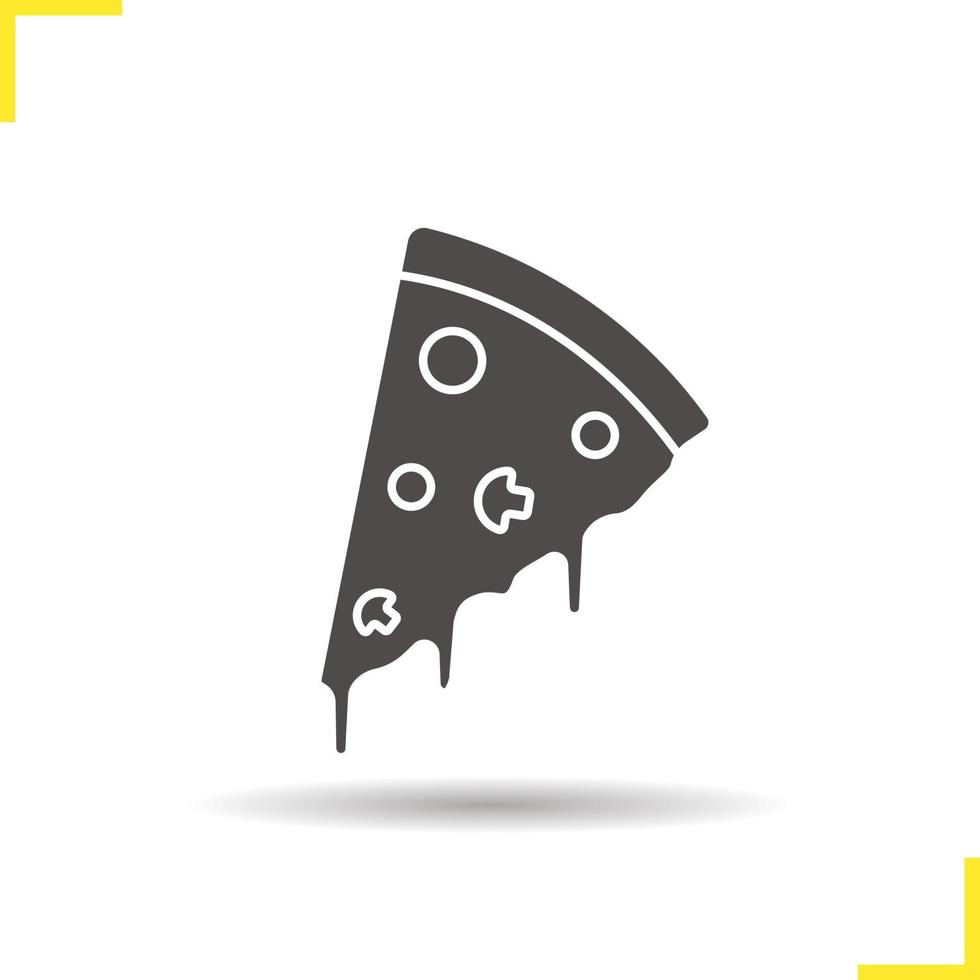 Pizza slice icon. Drop shadow silhouette symbol. Italian pizza. Vector isolated illustration