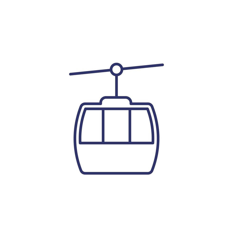 funicular, cable car line icon on white vector