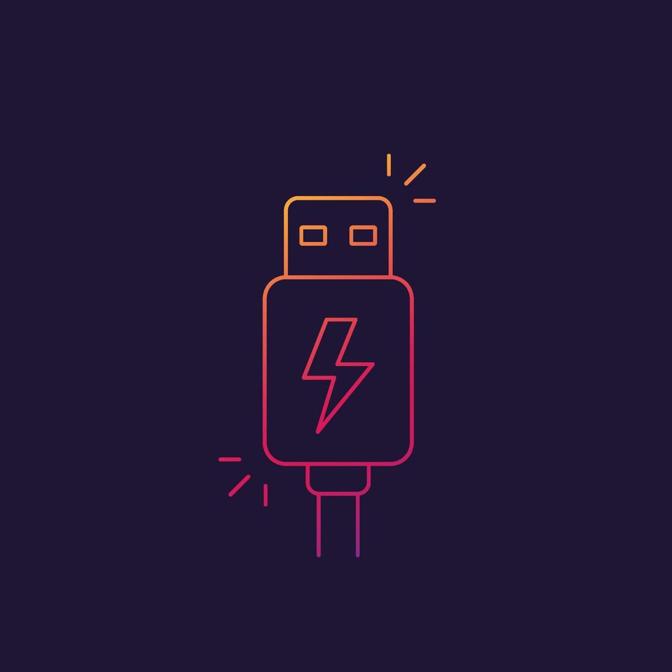 usb charging plug icon, linear vector