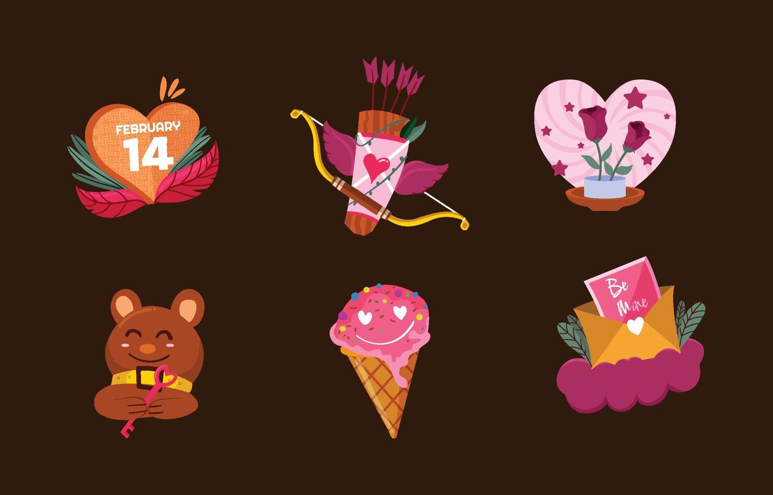 Valentines Day Sticker Set vector