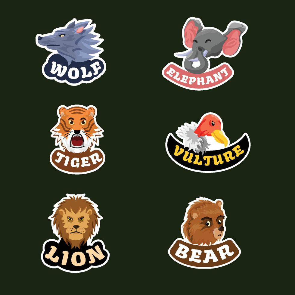 Wildlife Sticker Set vector