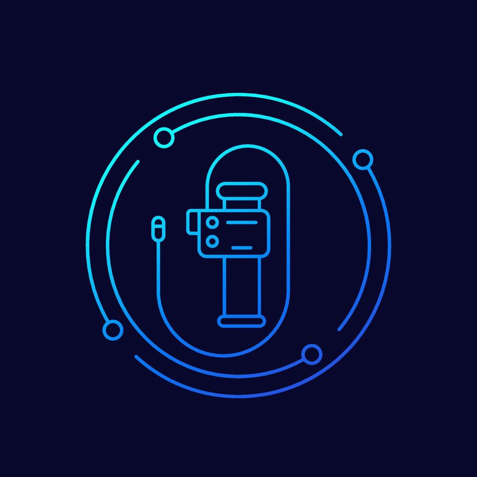 endoscope, endoscopy, colonoscopy line vector icon