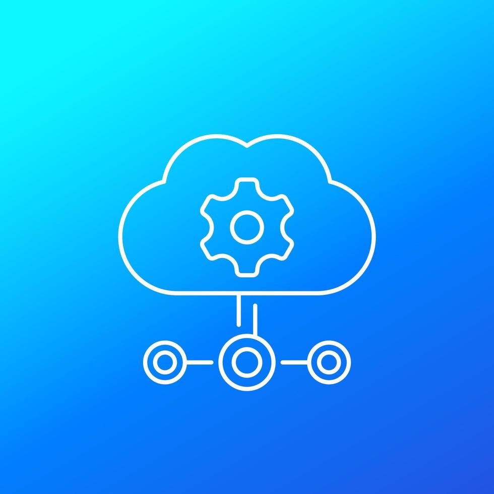 Edge computing technologies icon with cloud, linear vector