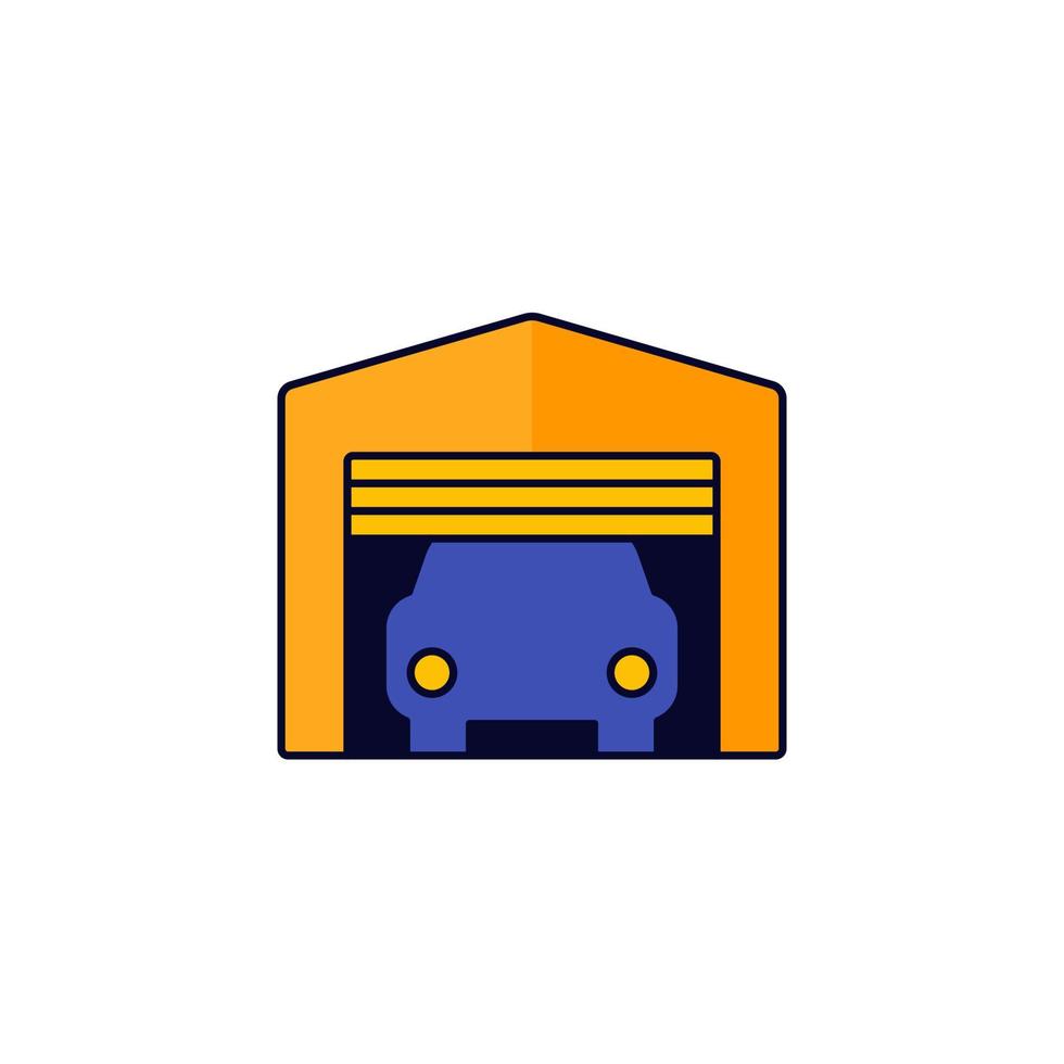 Garage and car icon on white vector