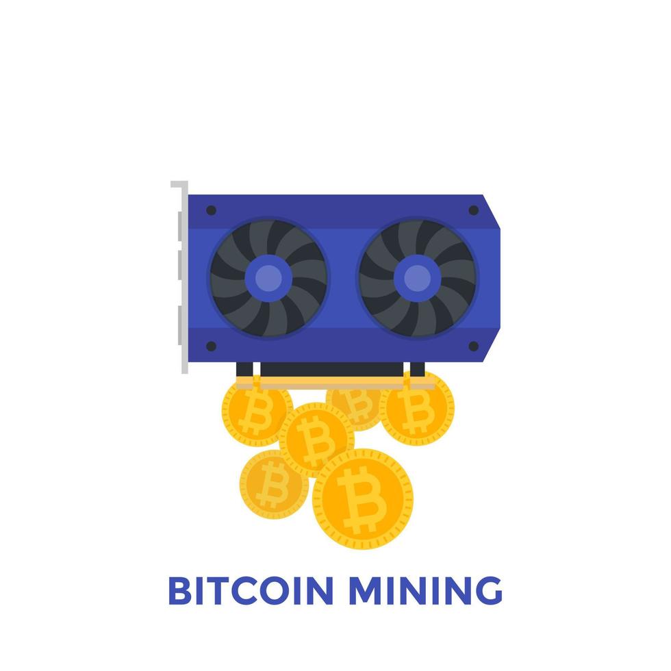 Bitcoin mining vector illustration