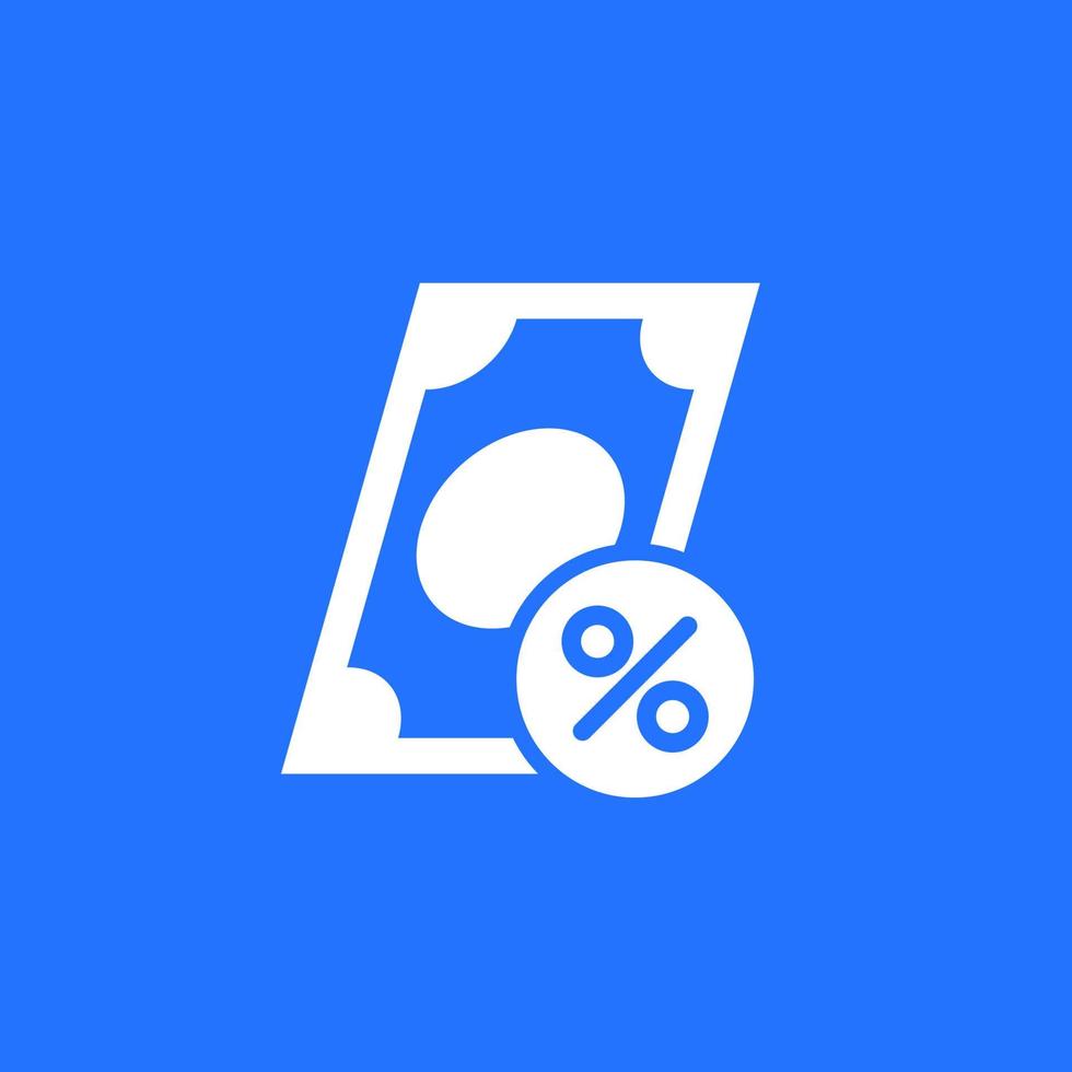 loan icon with money and percent, percentage vector