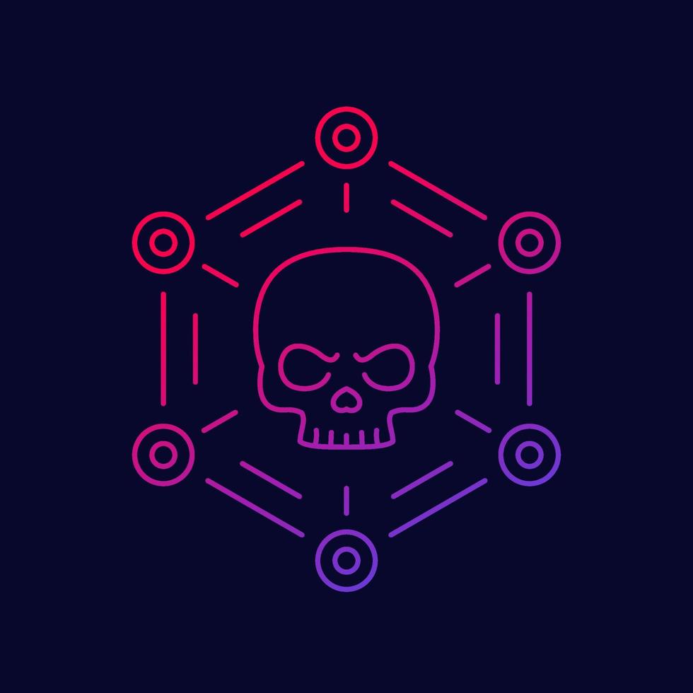 malware, cyber attack or virus line vector icon